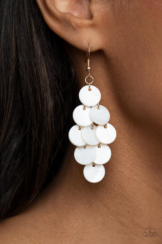 Tropical Tryst - Gold & White Shell Earrings - Sabrinas Bling Collection