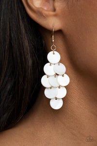 Tropical Tryst - Gold & White Shell Earrings - Sabrinas Bling Collection