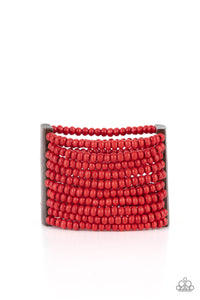 Waikiki Wonderland - Red & Brown Wood Bracelet - Sabrina's Bling Collection