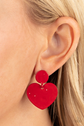 Just a Little Crush - Red Heart Earrings - Sabrina's Bling Collection