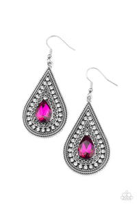 Metro Masquerade - Pink Rhinestone Earrings - Sabrina's Bling Collection