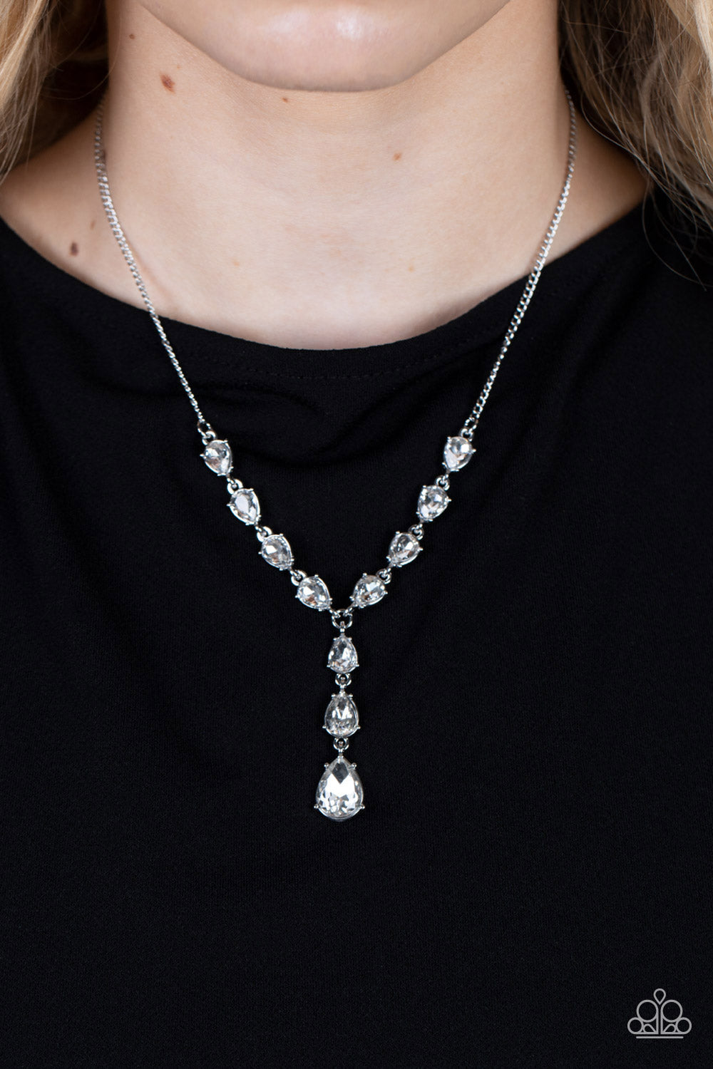 Park Avenue A-Lister - White Rhinestone Necklace - Sabrinas Bling Collection