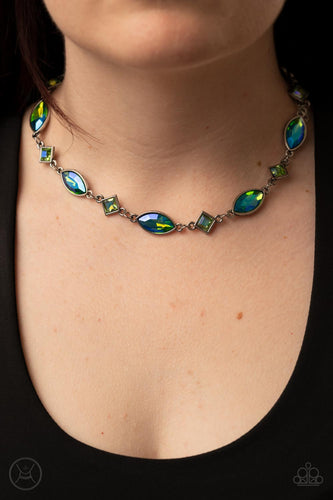 Prismatic Reinforcements - Green Iridescent Necklace - Sabrina's Bling Collection