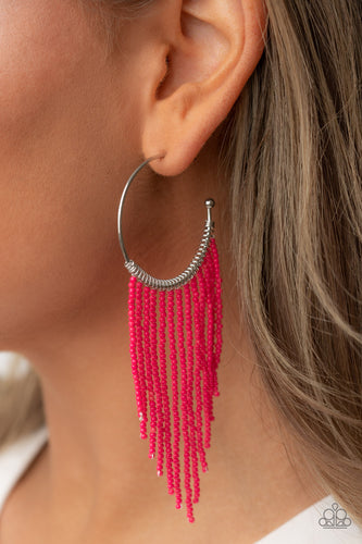 Saguaro Breeze - Pink Seed Bead Hoop Earrings - Sabrinas Bling Collection