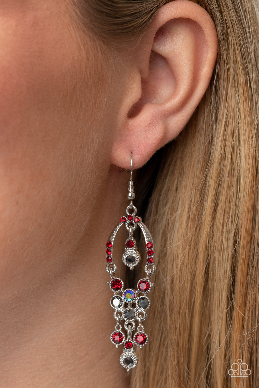 Sophisticated Starlet - Red, Hematite & Iridescent Earrings - Sabrinas Bling Collection