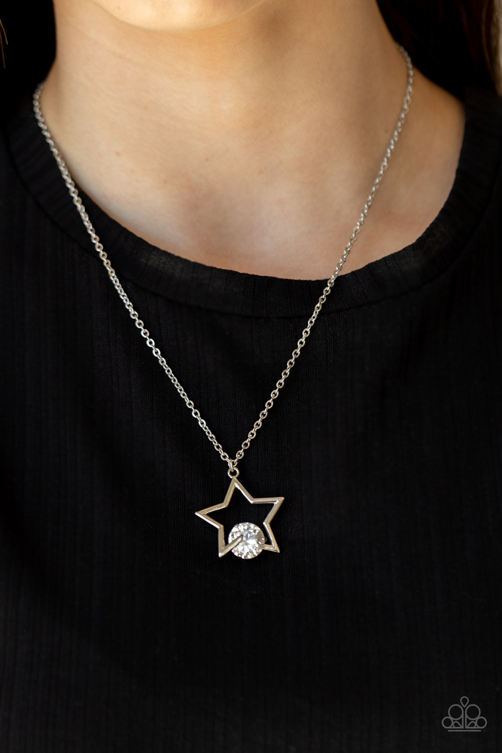 Starry Fireworks - White Rhinestone Necklace - Sabrina's Bling Collection