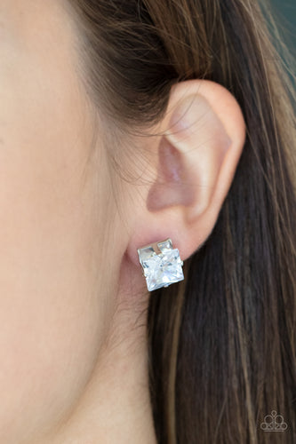 Times Square Timeless - White Earrings - Sabrina's Bling Collection