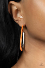 Load image into Gallery viewer, Beaded Bauble - Orange Seed Bead Hoop Earrings - Sabrina&#39;s Bling Collection