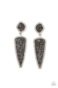 Druzy Desire - Silver & White Rhinestone Earrings - Sabrinas Bling Collection