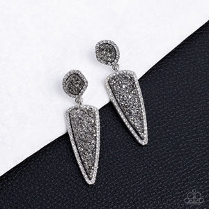 Druzy Desire - Silver & White Rhinestone Earrings - Sabrinas Bling Collection