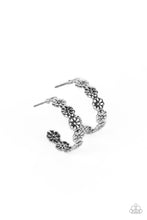 Load image into Gallery viewer, Floral Fad - Silver Floral Hoop Earrings - Sabrinas Bling Collection