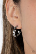 Load image into Gallery viewer, Floral Fad - Silver Floral Hoop Earrings - Sabrinas Bling Collection