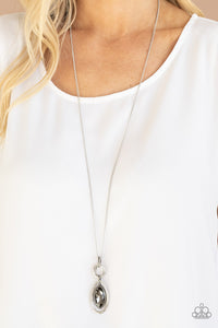 Glamorously Glaring - Silver Smoky Rhinestone Necklace - Sabrina's Bling Collection