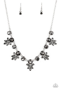 Prismatic Proposal - Silver Smoky Rhinestone Necklace - Sabrina's Bling Collection