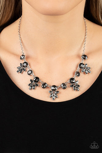 Prismatic Proposal - Silver Smoky Rhinestone Necklace - Sabrina's Bling Collection