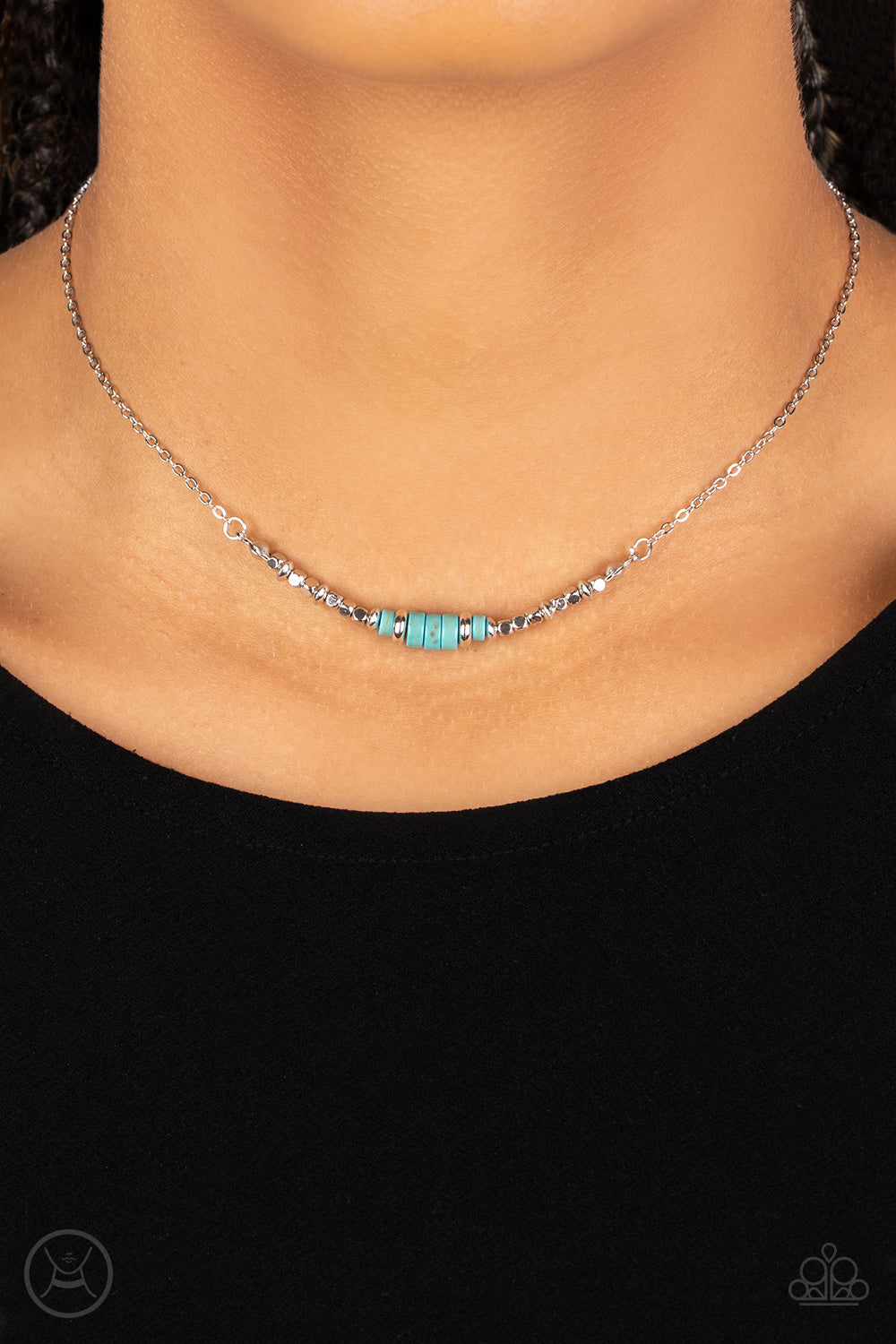 Retro Rejuvenation - Blue Turquoise Choker Necklace - Sabrina's Bling Collection