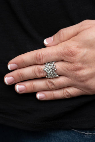 Sizzling Shimmer - White Rhinestone Ring - Sabrinas Bling Collection