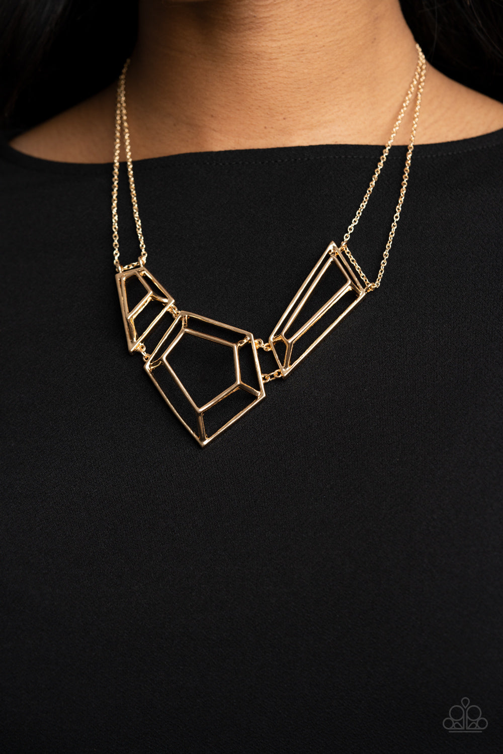 3-D Drama - Gold Necklace - Sabrina's Bling Collection