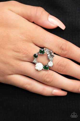 Butterfly Bustle - Green Butterfly & Rose Ring - Sabrina's Bling Collection