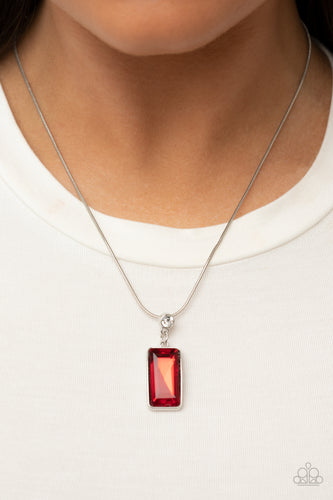 Cosmic Curator - Red Emerald Cut Necklace - Sabrina's Bling Collection