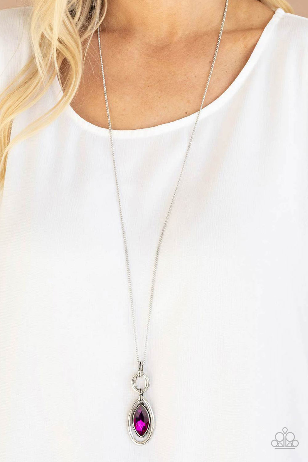 Glamorously Glaring - Pink Necklace - Sabrina's Bling Collection