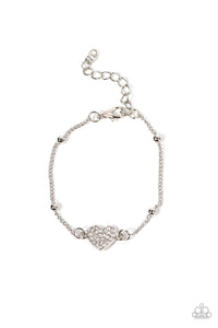 Heartachingly Adorable - White Heart Bracelet - Sabrina's Bling Collection
