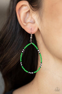 Keep Up The Good BEADWORK - Green Seed Bead Earrings - Sabrina's Bling Collection