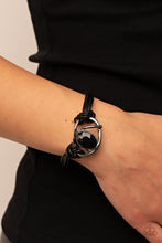 Load image into Gallery viewer, Keep Your Distance - Black Leather Bracelet - Sabrina&#39;s Bling Collection