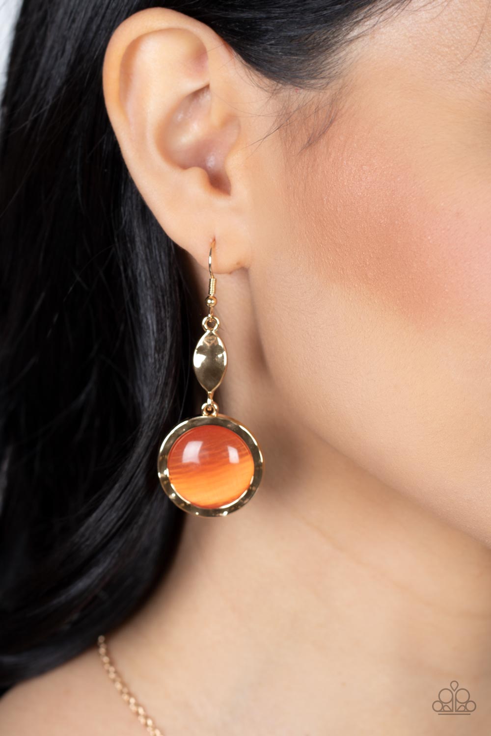 Magically Magnificent - Orange Cat's Eye Stone Earrings - Sabrina's Bling Collection