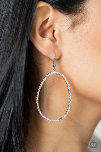 OVAL-ruled! - White Earrings - Sabrina's Bling Collection