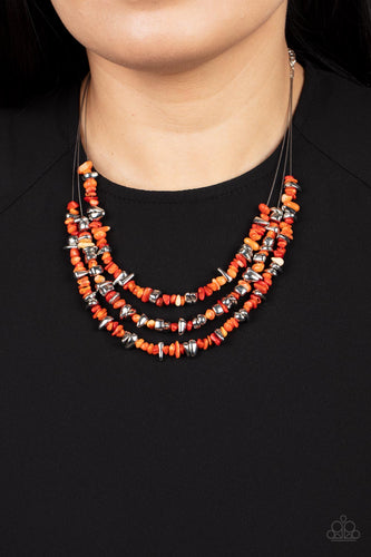 Placid Pebbles - Orange Pebble Necklace - Sabrina's Bling Collection