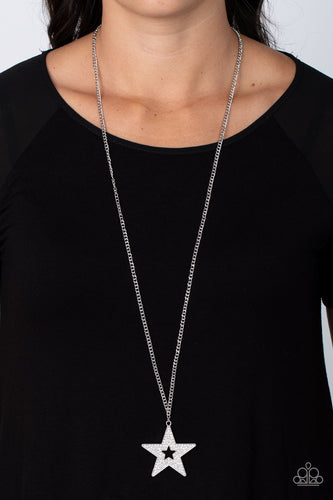 Superstar Stylist - White Rhinestone Star Necklace - Sabrina's Bling Collection