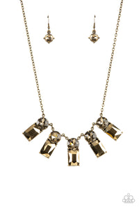 Celestial Royal - Brass & Topaz Rhinestone Necklace - Sabrina's Bling Collection